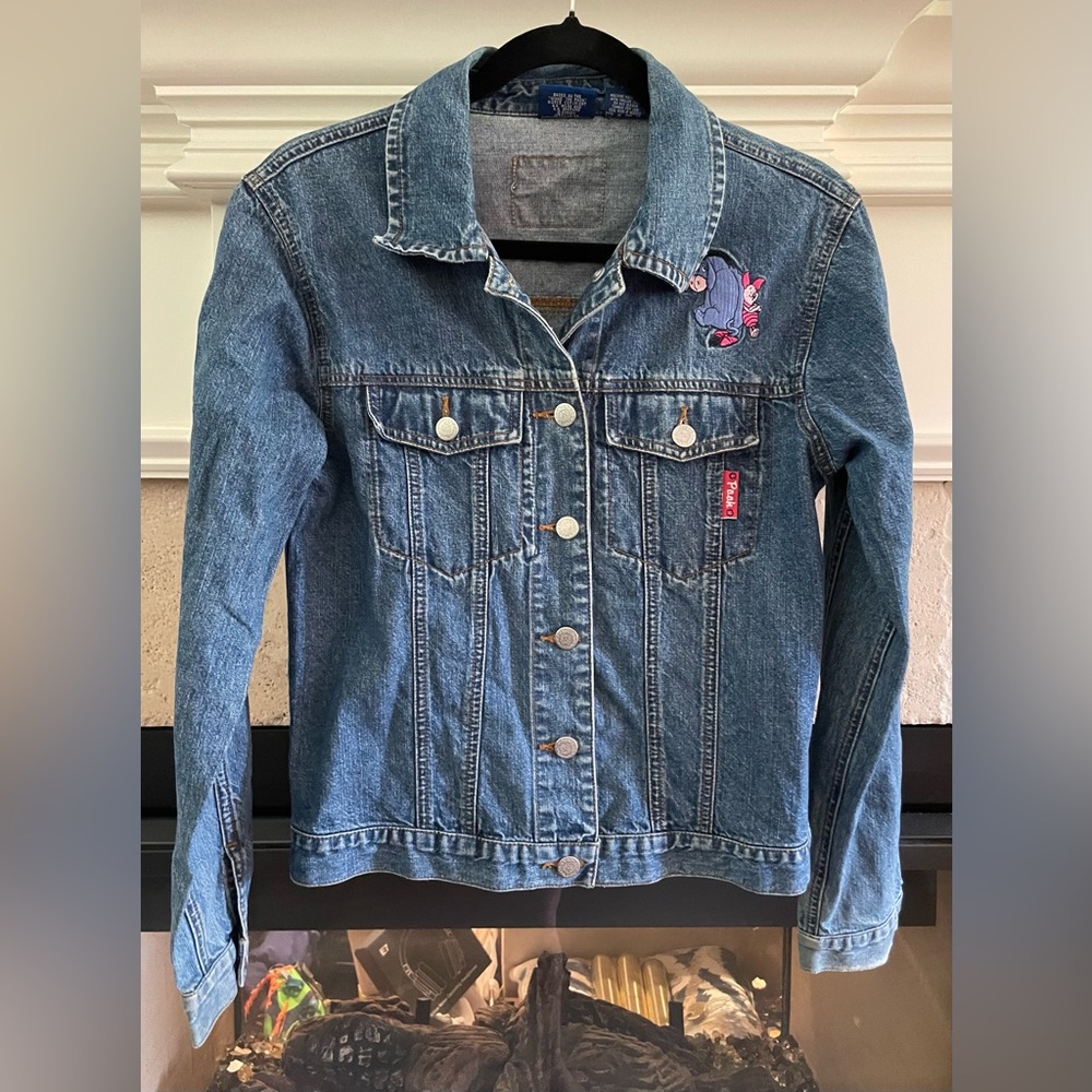 Vintage Disney Store Jean Jacket Eeyore & Piglet Size Small